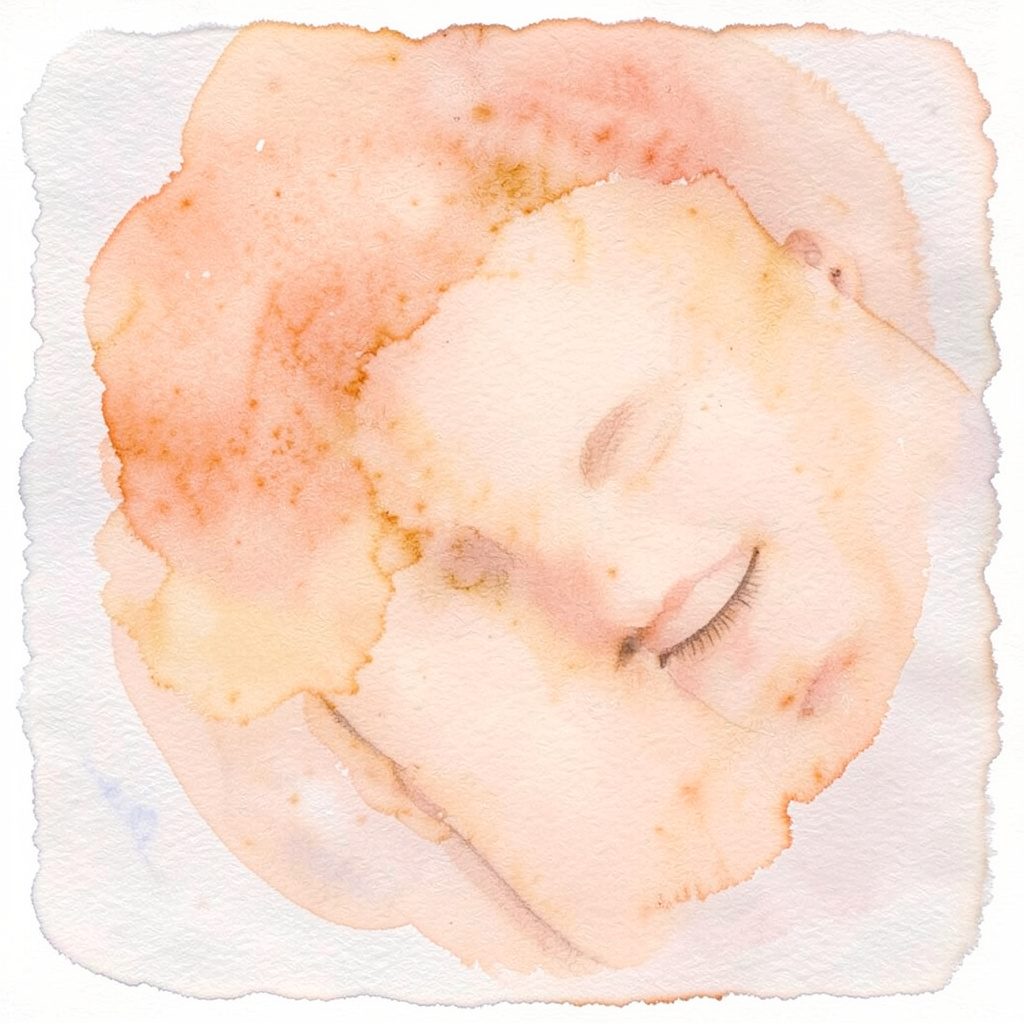Soft watercolor scene in sandy tan and navy, suggesting a quiet bedtime story